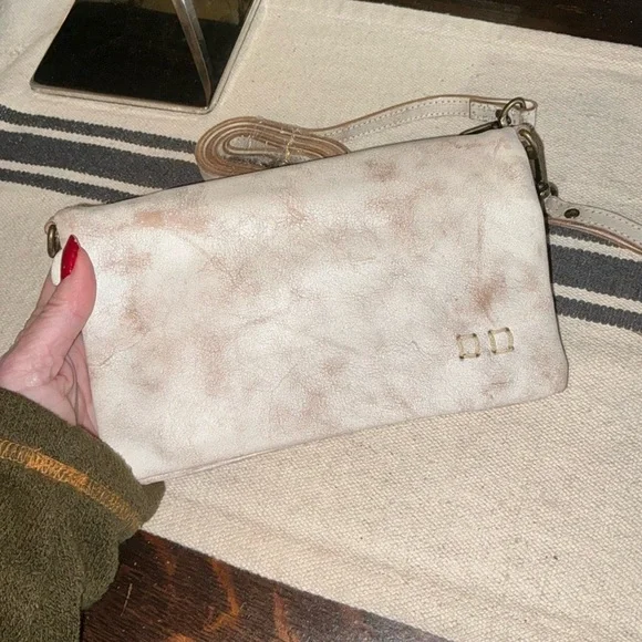 RARE Bed Stu Cream & Light Brown Marble Crossbody Wristlet PRICE IS FIRM - Picture 5 of 12